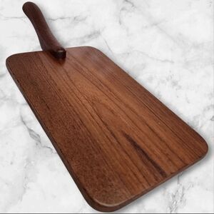 Danish Teak Wood Cutting Board/Serving/Charcuterie with Handle MCM Vintage EUC